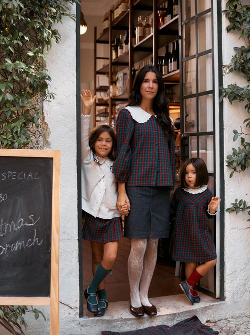 Chemise en coton à carreaux avec maxi col You&Me - Kiabi