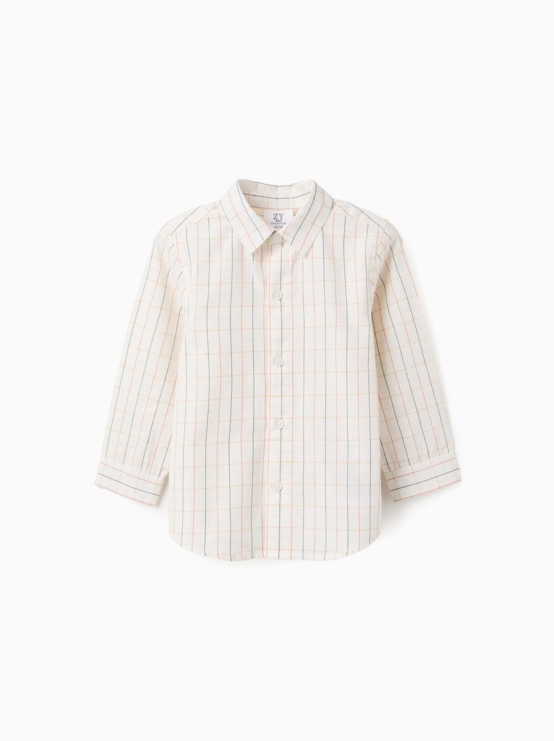Chemise en Coton à Carreaux Beige clair - Kiabi
