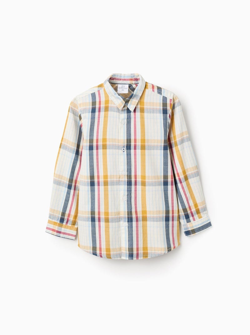 Chemise en Coton à Carreaux Brothers & Sisters Beige clair - Kiabi
