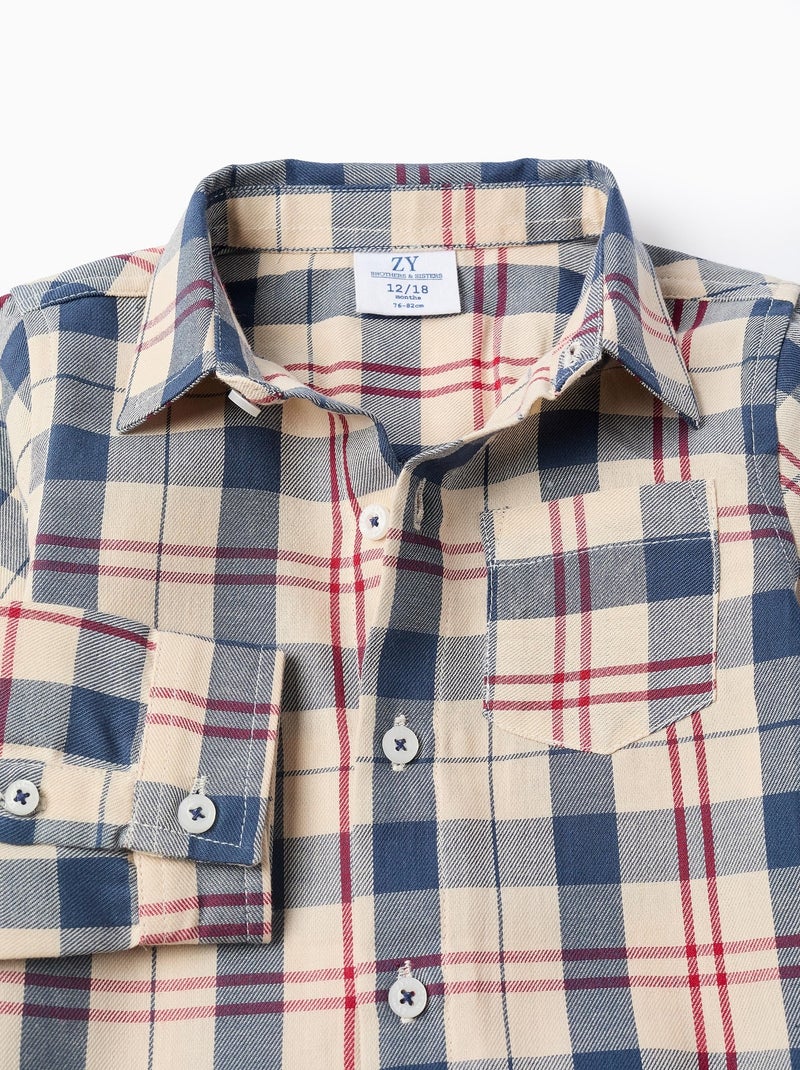 Chemise en coton à carreaux B&S Beige clair - Kiabi