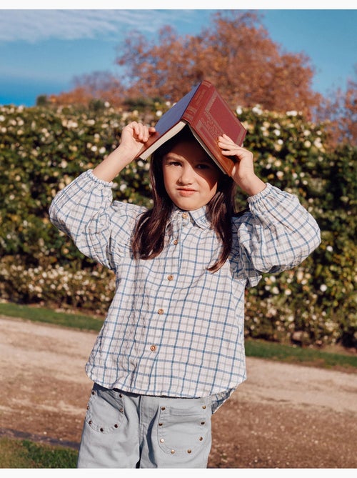 Chemise en coton à carreaux et manches bouffantes - Kiabi