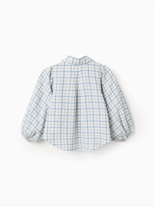 Chemise en coton à carreaux et manches bouffantes - Kiabi