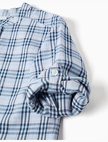 Chemise en coton à carreaux et manches retroussables B&S