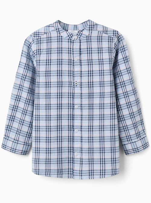 Chemise en coton à carreaux et manches retroussables B&S - Kiabi