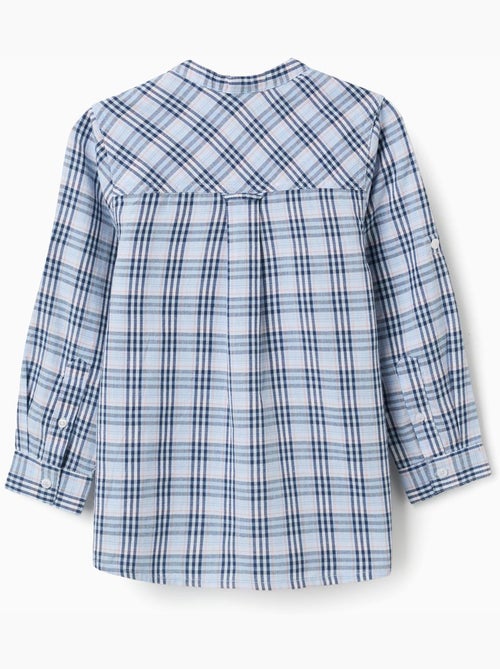 Chemise en coton à carreaux et manches retroussables B&S - Kiabi
