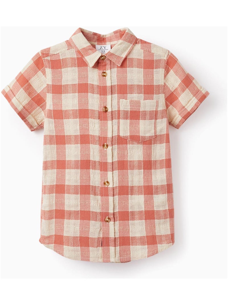 Chemise en Coton à Carreaux pour Bébé Garçon manches courtes  MONTE-CARLO Rose - Kiabi