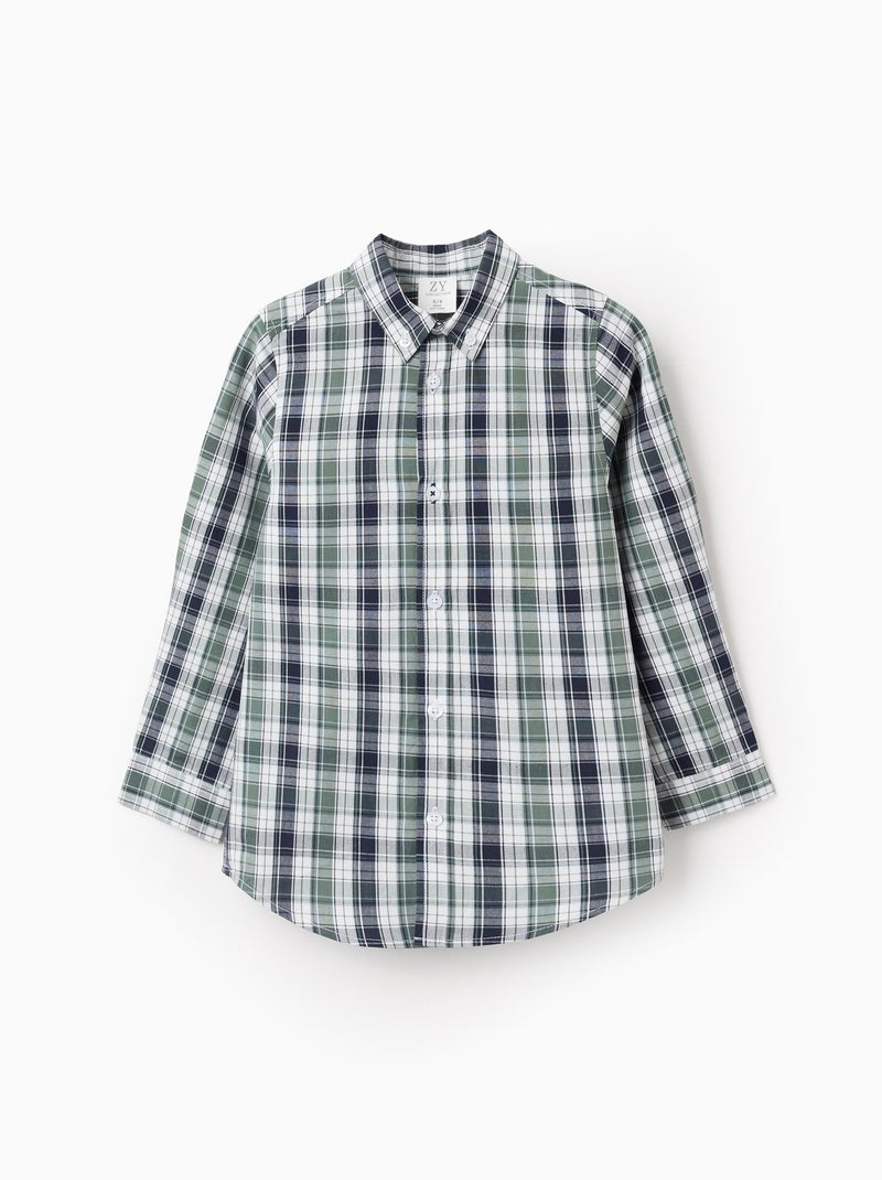 Chemise en Coton à Carreaux Vert foncé - Kiabi