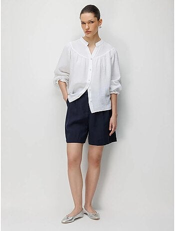 Chemise en coton à col mao et boutons mixray