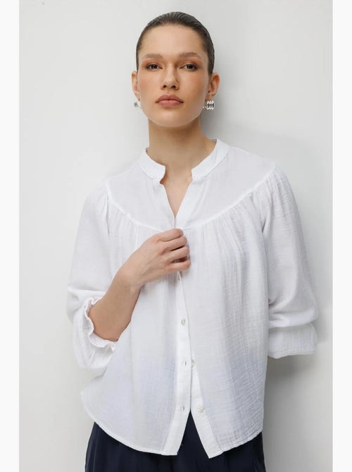 Chemise en coton à col mao et boutons mixray - Kiabi Chemise en coton à col mao et boutons mixray - Kiabi
