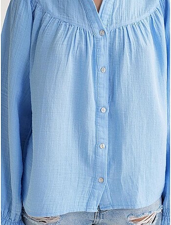 Chemise en coton à col mao et boutons mixray