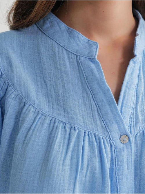 Chemise en coton à col mao et boutons mixray - Kiabi