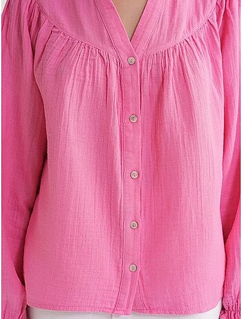 Chemise en coton à col mao et boutons mixray