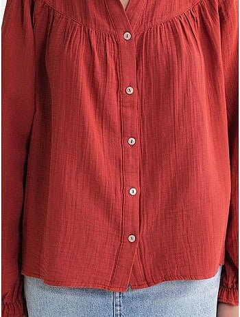 Chemise en coton à col mao et boutons mixray