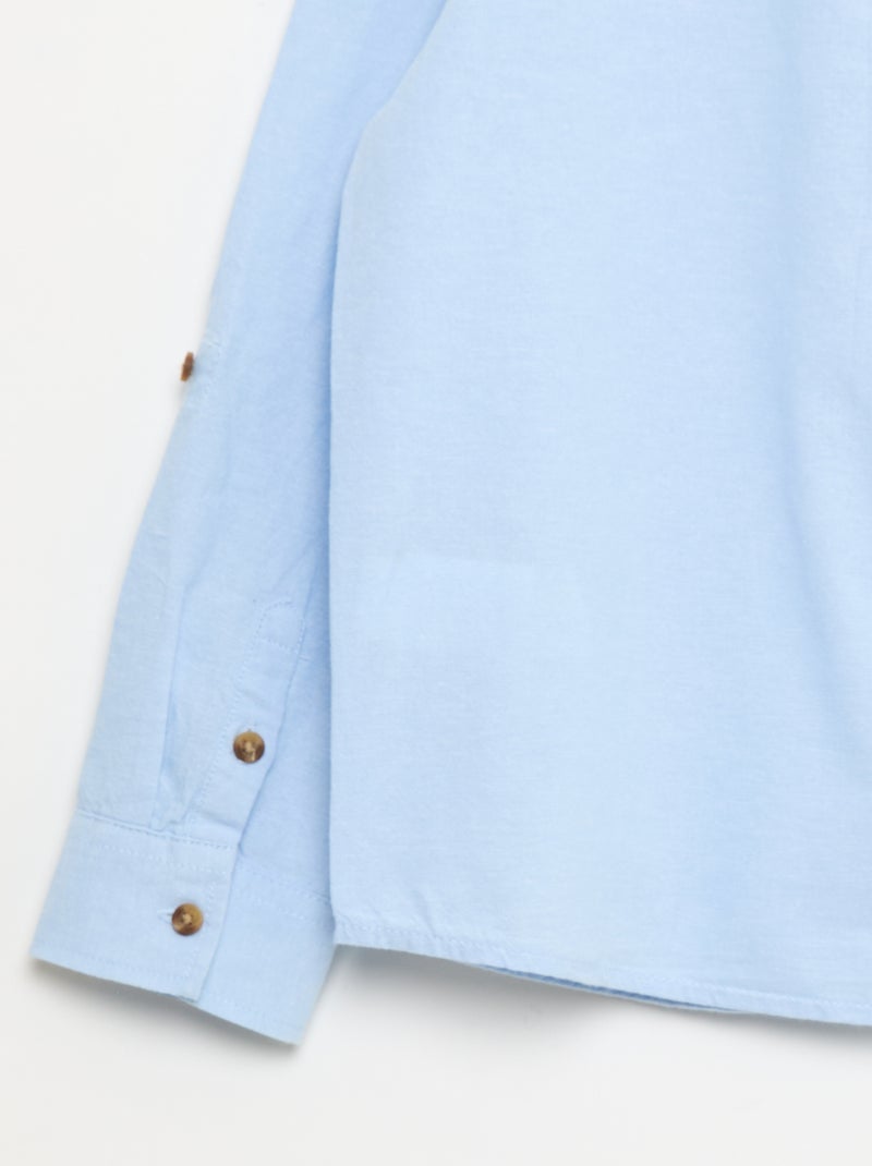 Chemise en coton à col mao pour homme Bleu - Kiabi
