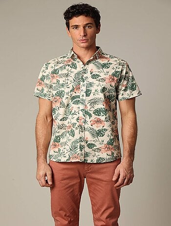 Chemise en coton à manches courtes avec imprimé tropical 'Deeluxe'
