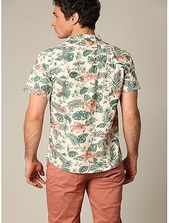Chemise en coton à manches courtes avec imprimé tropical 'Deeluxe'