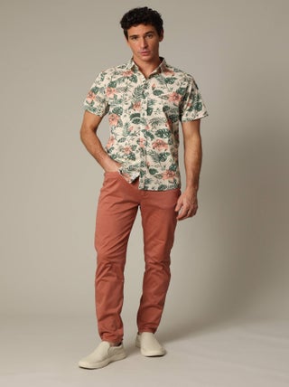 Chemise en coton à manches courtes avec imprimé tropical 'Deeluxe'