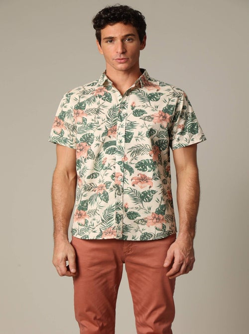 Chemise en coton à manches courtes avec imprimé tropical 'Deeluxe' - Kiabi