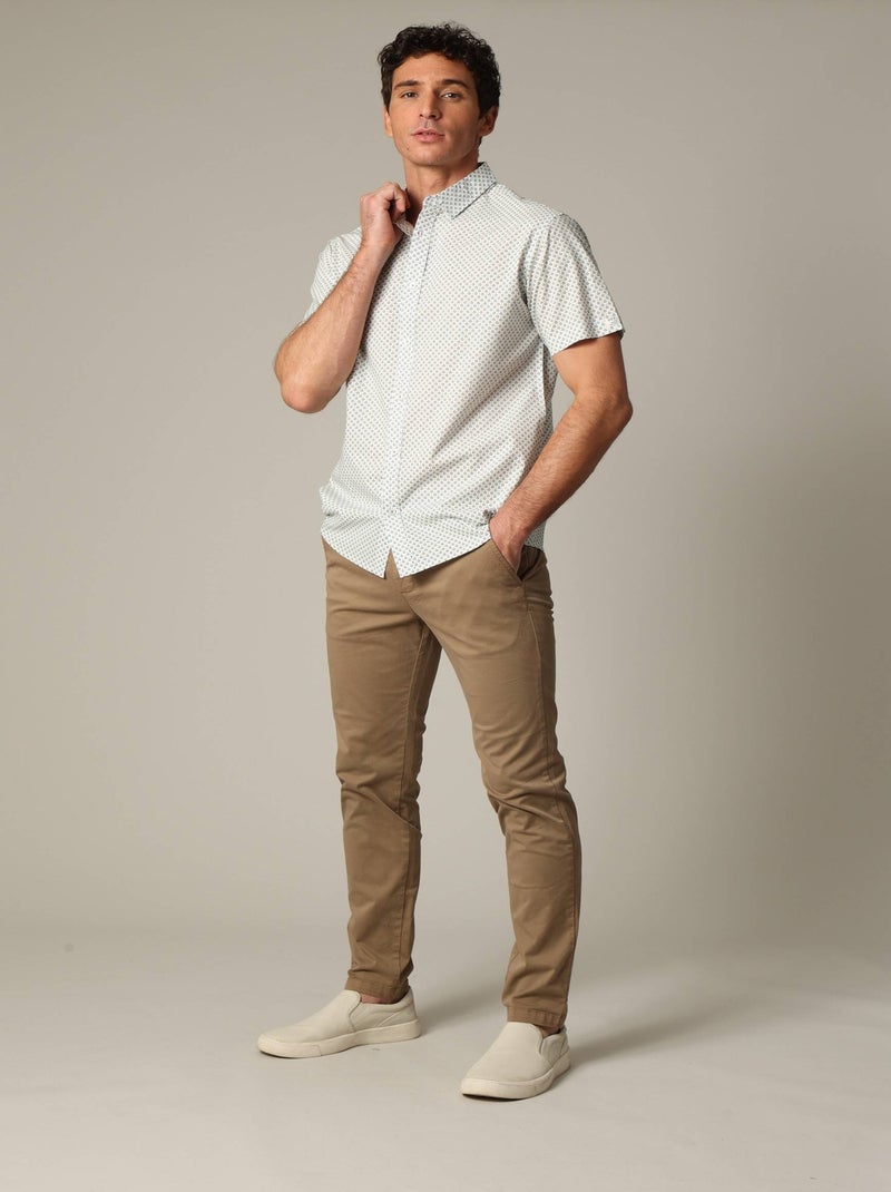 Chemise en coton à manches courtes avec motif géométrique 'Deeluxe' Ecru - Kiabi