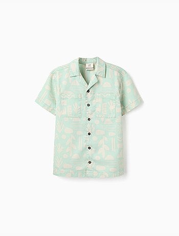 Chemise en coton à manches courtes et motif de plage