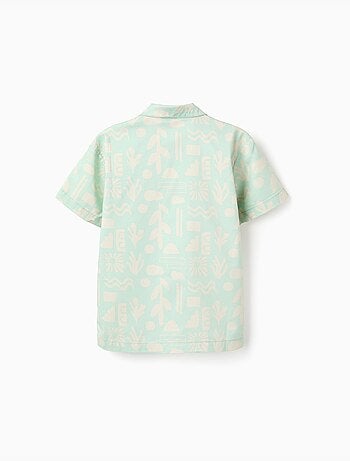 Chemise en coton à manches courtes et motif de plage