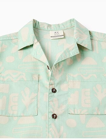 Chemise en coton à manches courtes et motif de plage
