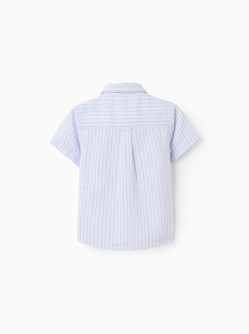 Chemise en coton à manches courtes et rayures Rouge foncé - Kiabi