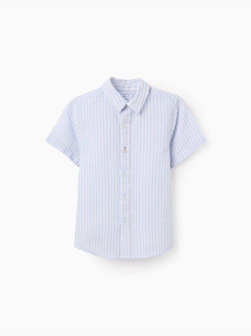 Chemise en coton à manches courtes et rayures - Kiabi