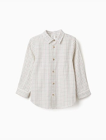 Chemise en coton à manches longues à carreaux