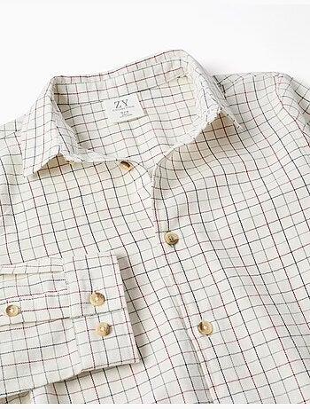 Chemise en coton à manches longues à carreaux
