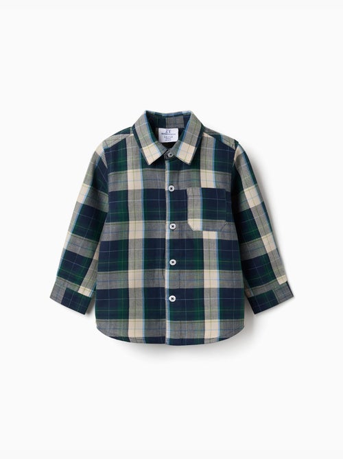 Chemise en coton à manches longues à carreaux b&s - Kiabi Chemise en coton à manches longues à carreaux b&s - Kiabi