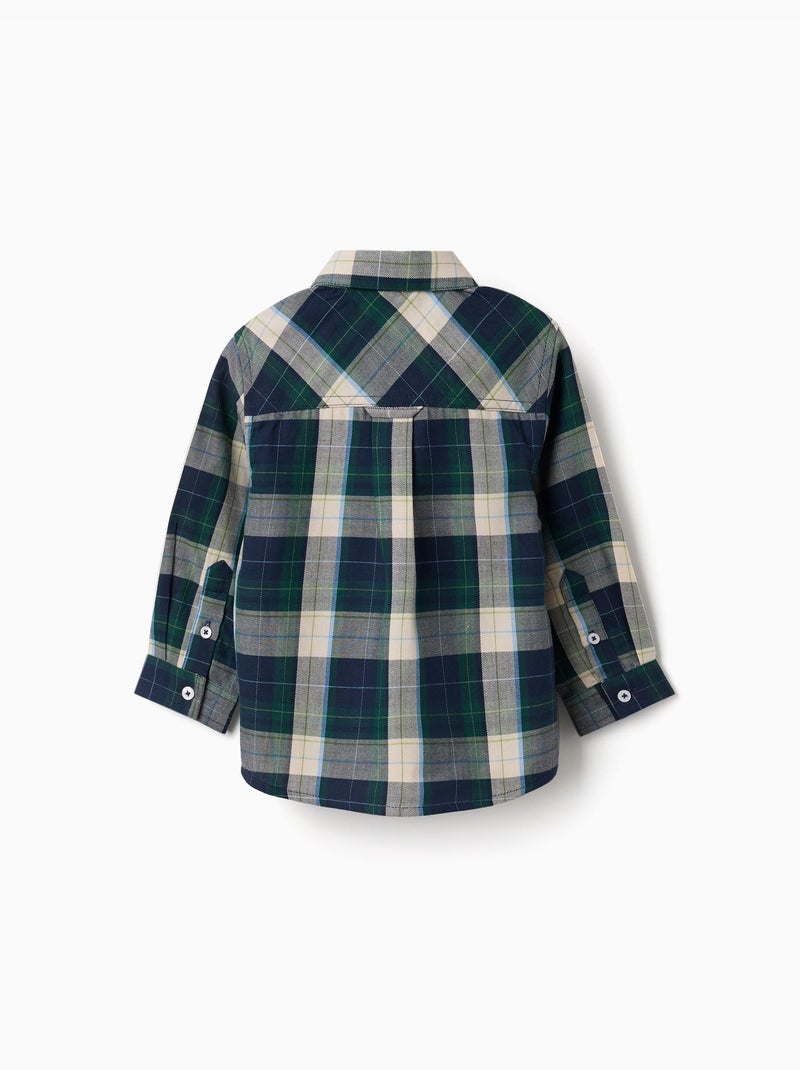 Chemise en coton à manches longues à carreaux b&s Bleu foncé - Kiabi