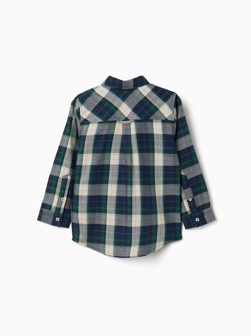 Chemise en coton à manches longues à carreaux b&s Bleu foncé - Kiabi