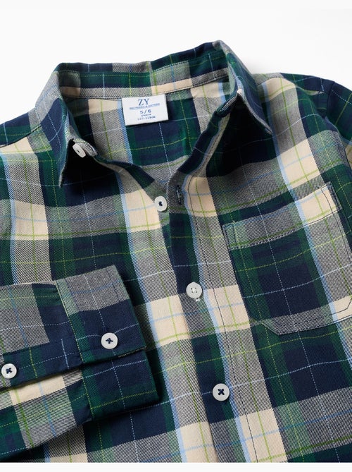 Chemise en coton à manches longues à carreaux b&s - Kiabi Chemise en coton à manches longues à carreaux b&s - Kiabi