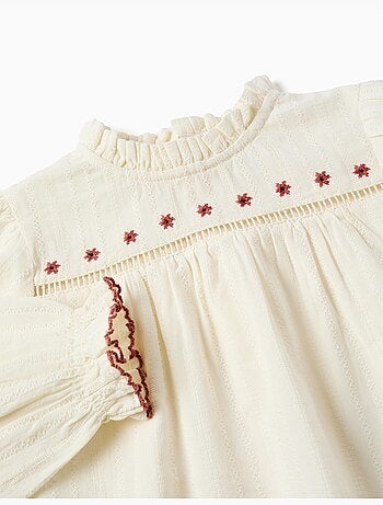 Chemise en coton à manches longues avec fleurs et volants
