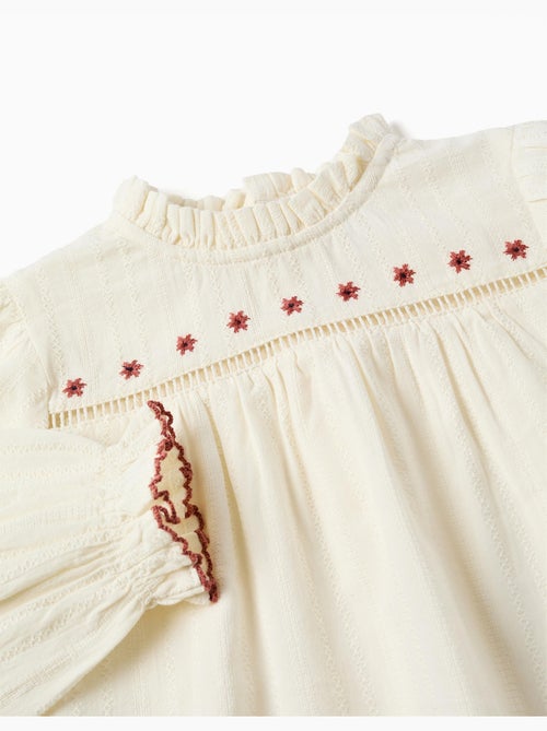 Chemise en coton à manches longues avec fleurs et volants - Kiabi Chemise en coton à manches longues avec fleurs et volants - Kiabi