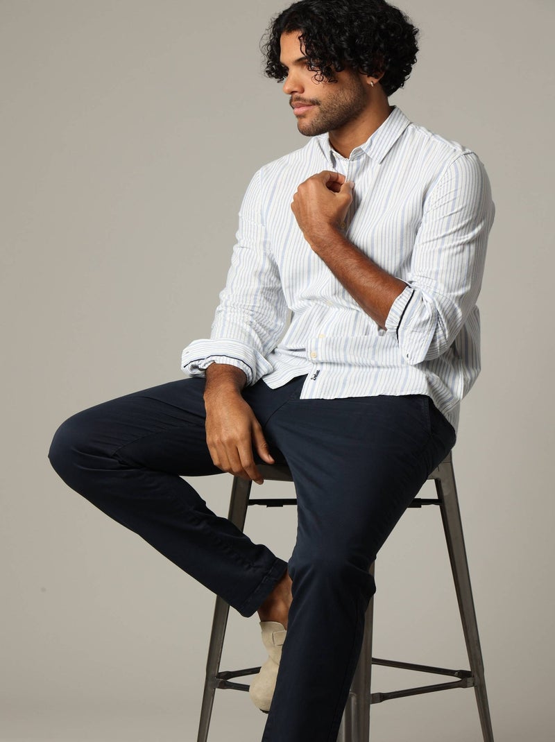 Chemise en coton à manches longues avec rayures horizontales 'Deeluxe' Bleu - Kiabi