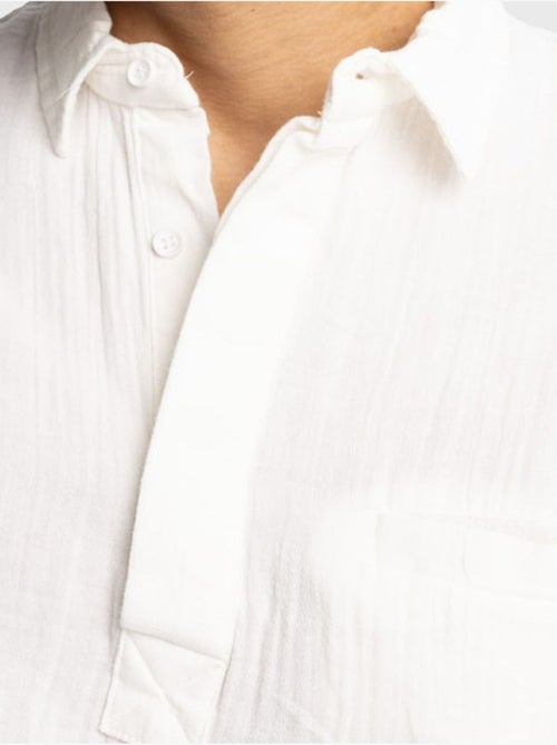 Chemise en coton à manches longues coupe décontractée avec détail nouée giesto - Kiabi Chemise en coton à manches longues coupe décontractée avec détail nouée giesto - Kiabi