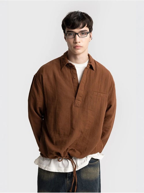 Chemise en coton à manches longues coupe décontractée avec détail nouée giesto - Kiabi Chemise en coton à manches longues coupe décontractée avec détail nouée giesto - Kiabi