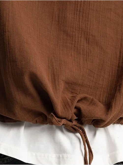 Chemise en coton à manches longues coupe décontractée avec détail nouée giesto - Kiabi Chemise en coton à manches longues coupe décontractée avec détail nouée giesto - Kiabi