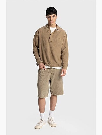 Chemise en coton à manches longues coupe décontractée avec détail nouée giesto