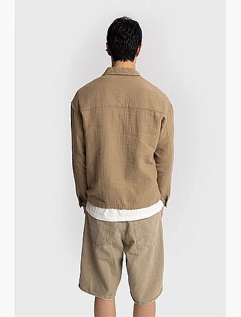 Chemise en coton à manches longues coupe décontractée avec détail nouée giesto