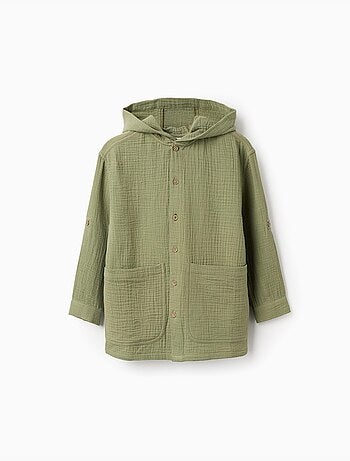 Chemise en coton à manches longues et capuche