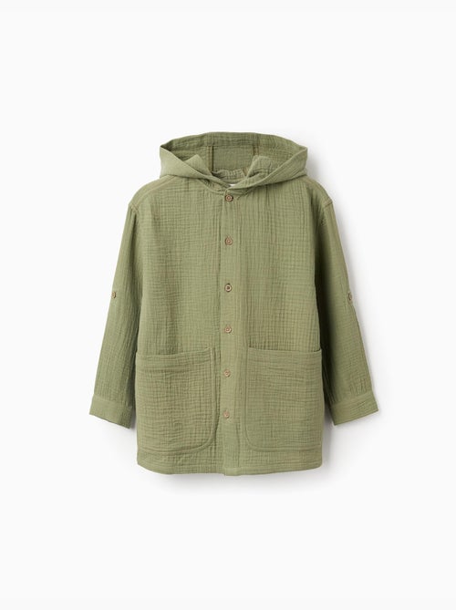 Chemise en coton à manches longues et capuche - Kiabi Chemise en coton à manches longues et capuche - Kiabi