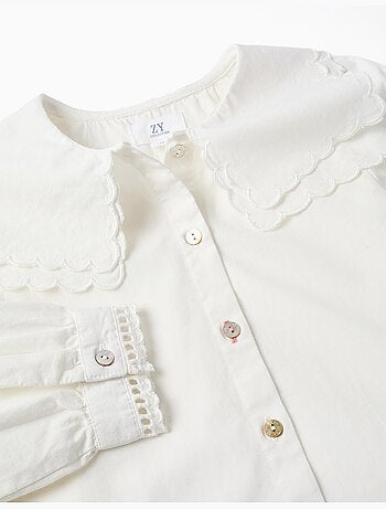 Chemise en coton à manches longues et col carré b&s