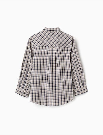 Chemise en coton à manches longues et motif à carreaux