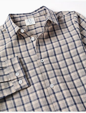 Chemise en coton à manches longues et motif à carreaux