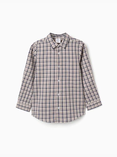 Chemise en coton à manches longues et motif à carreaux - Kiabi Chemise en coton à manches longues et motif à carreaux - Kiabi