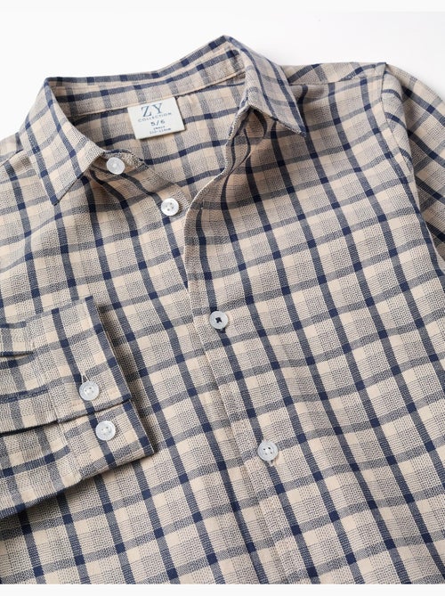 Chemise en coton à manches longues et motif à carreaux - Kiabi Chemise en coton à manches longues et motif à carreaux - Kiabi