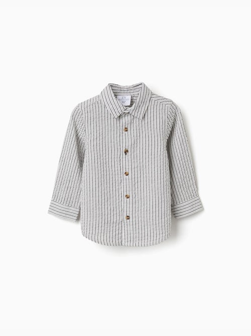 Chemise en coton à manches longues et rayures B&S - Kiabi